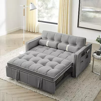 Modern 55.5  Pull Out Sleeper Sofa Bed 2-Seater Loveseat With Side Pockets • $464.50