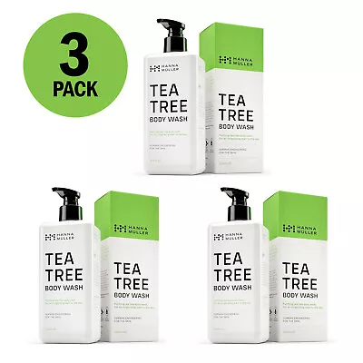 3 X 288ml Men Women Australian Tea Tree Oil Acne Natural Body Wash Aloe Vera • £9.99