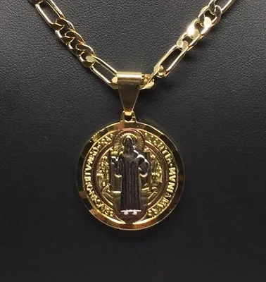 San Benito Tres Colores Medalla Pendant Necklace Cadena 26  Oro Laminado • $17.49