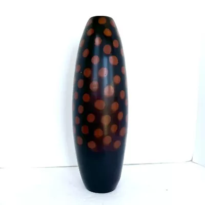 Vintage Retro MCM Chulucanas Peru Art Pottery Vase Brown Orange Polka Dots • $25