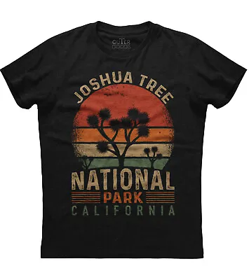 Retro Vintage Joshua Tree National Park Mens Short Sleeve Cotton Black T-shirt • $17.95
