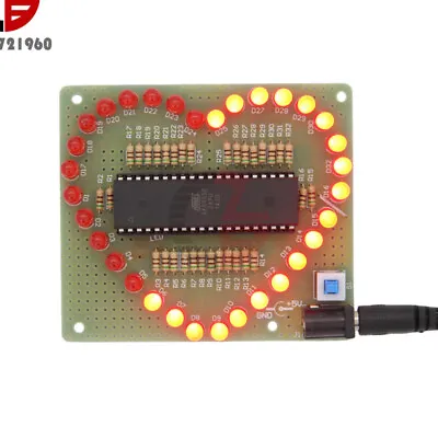 Love Heart Shaped LED PCB Board DIY Kit Red Light Electronic Flashing Suite Gift • $6.15