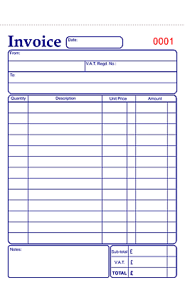 Invoice A5 Duplicate Receipt Book CARBONLESS NCR PAPER 50 Sets Numbered 001-050 • £5.19