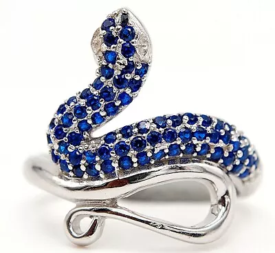 Snake 2CT Blue Sapphire 925 Solid Sterling Silver Ring Jewelry Sz 7 N3-8 • $15.99
