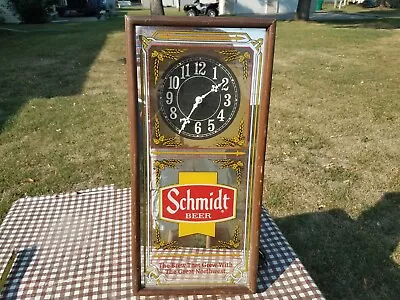 Vintage 1980s Schmidt Beer Illuminated (Lighted) Clock/Mirror/Sign G. Heileman • $74.99