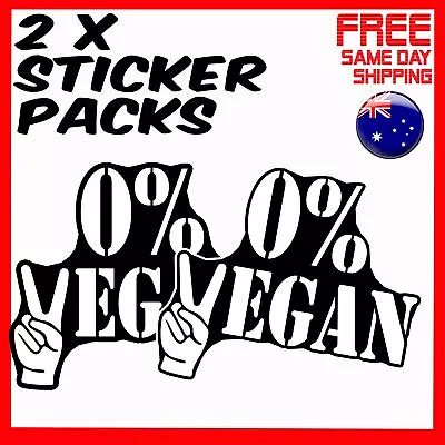 2 X Stickers - 0 Percent Vegan - Car Window Bumper Laptop Funny Novelty Sticker • $4.24