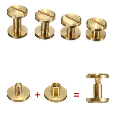 £2.63 • Buy 10mm DIY Flat Belt Screw Leather Craft Chicago Nail Brass Solid Rivets Stud Head