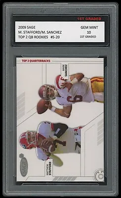 Matthew Stafford/mark Sanchez 2009 Sage Squared 1st Graded 10 Dual Rookie Card • $31.49