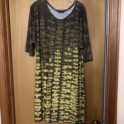 Nattie And Millie Dress XL Brown W  Lt Brown And Yellow Artsy Flowers/leaves  • £14.55