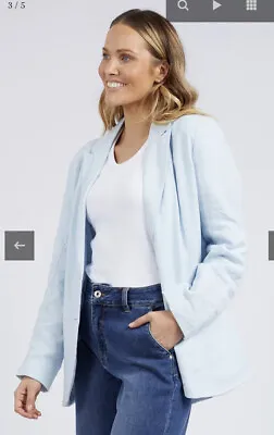 $200 • Buy Zimmerman Clique Baby Blue Linen Single Breasted Blazer, Size 1