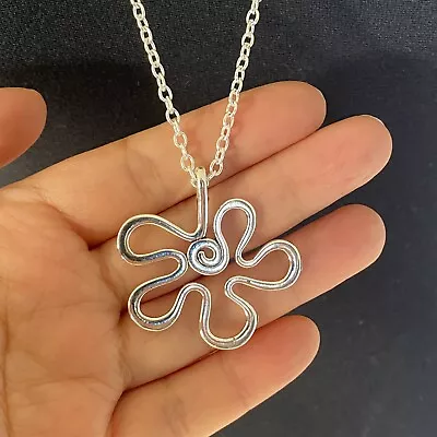 Tibetan Silver Daisy Flower Spiral Charm Pendant 41mm X 41mm 30  Long Necklace • £4.99