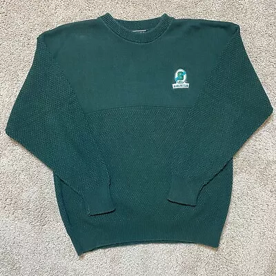 Vintage Michigan State University Blue Line Club Sweater Green Large Made In USA • $35