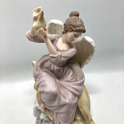 O'Well Porcelain Angel Sitting On Conch Seashell 12  Statue Figurine • $34.99