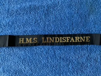 Cap Tally - HMS LINDISFARNE - Royal Navy Patrol Vessel - Naval Hat Band Ribbon • £11.97