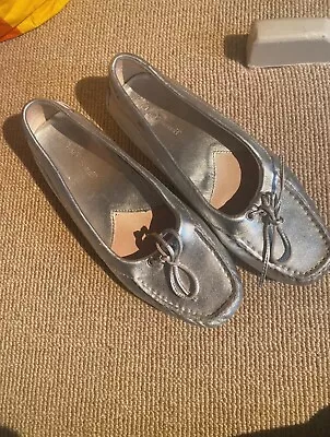 Massimo Dutti Boat Shoe Silver Ballerina • £10