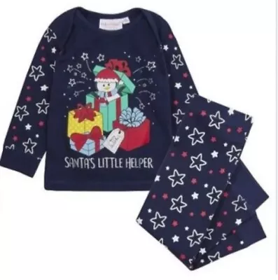 Baby Christmas Pyjamas 12-18 Months Santas Little Helper Set • £2