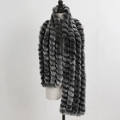 Real Rex Rabbit Fur Scarf Women Winter Warm Fur Scarves Knitted Style - Unisex ！ • $29.77