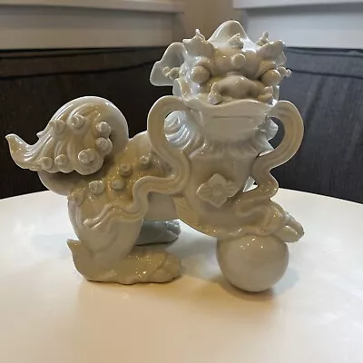 1960s MCM Japan White Porcelain Foo Dog Chinese Guardian Lion Figurine - READ • $55