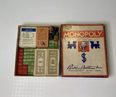 Vintage 1935 Parker Brothers Monopoly Game Wooden Game Pieces - No Board • $34.95