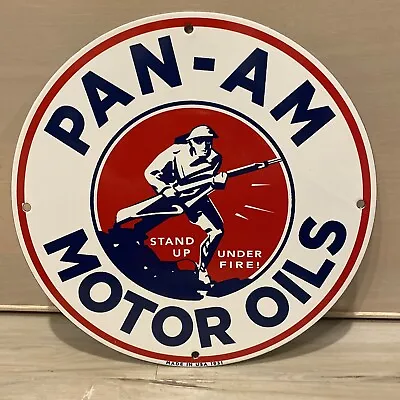 Vintage 1931 Dated Pan-am Motor Oils Porcelain Sign Military War Gas Service • $75