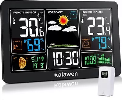 Weather Station With 03 Outdoor Sensors MSF Weather Forecast Alarm Clock • £38.99