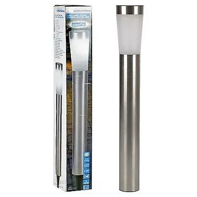 Solar Powered Stainless Steel LED Light Lamp Garden Post Driveway NEW Lighting • £11.99