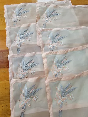 Vintage Linen Placemats Madeira Floral Organdy Set Of 8 Cattails Marghab Iris • $15