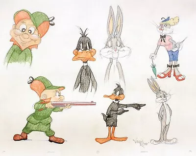 7 ORIGINAL DRAWINGS - Bugs Bunny Daffy Duck Elmer Fudd - Signed By Virgil Ross • $375