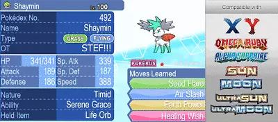 $4.99 • Buy Pokemon USUM ORAS X Y  - SHINY MYTHICAL SHAYMIN SKYFORM 6IV LVL 100 3DS