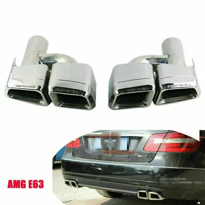 Double Slant Tailpipe H-type Exhaust Tips For MERCEDES BENZ E63 AMG Tips • $350.89