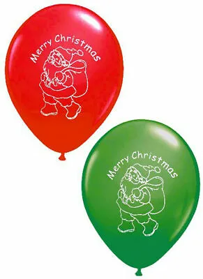 16 X Merry Christmas Balloons Santa Latex Mix Of Red & Green FREE P&P • £2.99