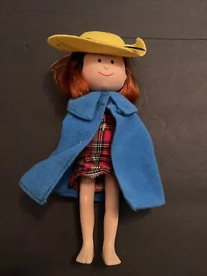 Vintage 90s Madeline Red Hair Poseable Doll Eden 8” Blue Coat Yellow Hat • $9.99