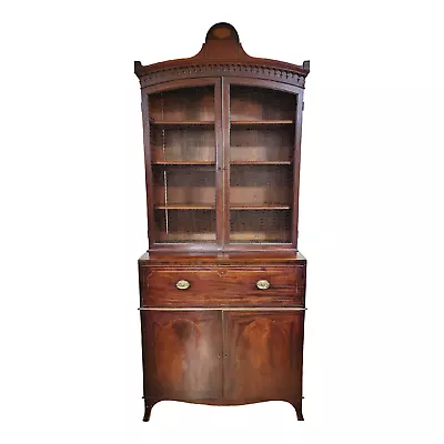 Antique ENGLISH 19th C Mahogany GEORGIAN Bureau Bookcase BUTLER'S SECRETARY DESK • $2450