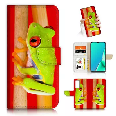 $13.99 • Buy ( For Oppo A57 / A57S ) Wallet Flip Case Cover AJ24405 Tropical Frog