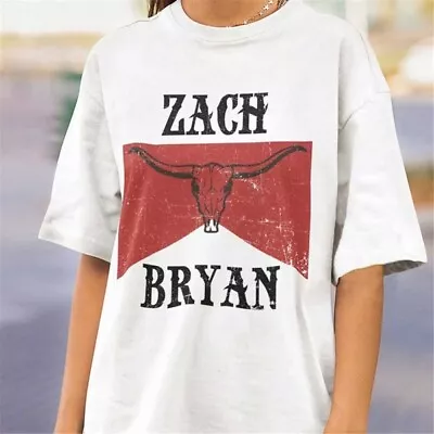 Zach Bryan American Heartbreak Cowboy Fan WHITE Cotton T-shirt • $25.99