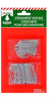 NEW 200 Christmas House Ornament Hooks Tree Hangers Metal Wire 2 Sizes ~ Silver • $6.99