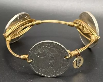 BOURBON & BOWETIES Handcrafted COIN Bangle Bracelet Vietnam Portugal + • $17.95