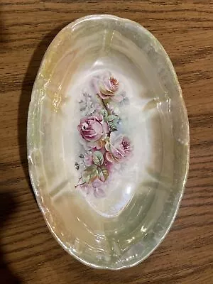 Antique Franz Anton Mehlem Bonn Germany Pink Roses Oval Collectors Plate • $0.99