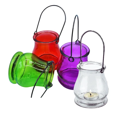 £19.99 • Buy 12 Glass Tea Light Hanging Candle Holders Metal Handles Garden Votive Jar Decor
