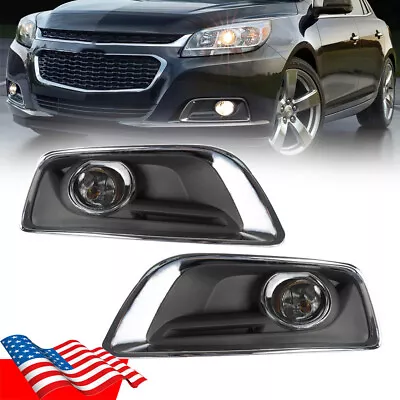 For Chevy Malibu 2013-2015 Clear Lens Bumper Fog Lights Lamps W/ Cover Bezel Set • $32.48