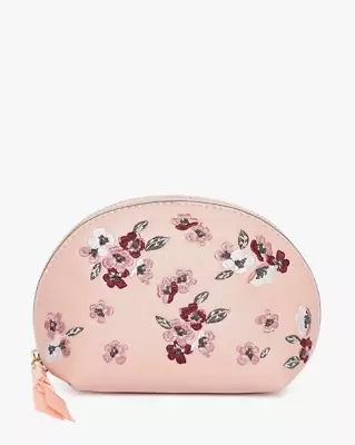 Accessorize London Pale Pink Floral Embroidered Make Up Cosmetic Bag Purse • £8.99