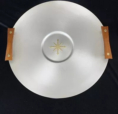 Vintage Mirro Atomic Medallion Serving Tray Handles Mid Century Modern Sputnik • $55