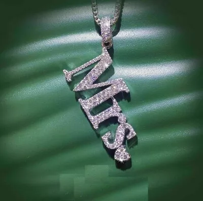 2Ct Simulated Diamond 14K White Gold Plated  Mrs.  Pendant 18'' Free Chain • $78