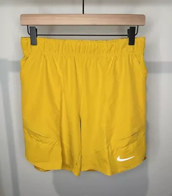 Nike Court Dri-FIT Advantage 7  Tennis Shorts Yellow DR6545-752 Men’s Size S • $58