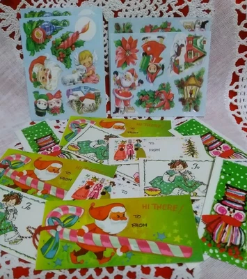 $16.95 • Buy 36 Vintage Christmas Tags Seals Santa Snowmen Ephemera