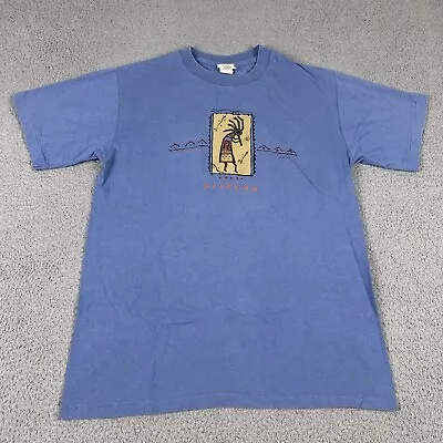 Vintage Arizona Aztec T-Shirt Mens Medium Blue Short Sleeve Single Stitch USA • $22.39