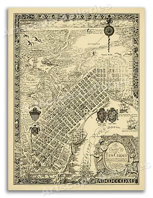 The Creole City Of New Orleans 1930 Pictorial Map Poster Mardi Gras - 24x32 • $24.95