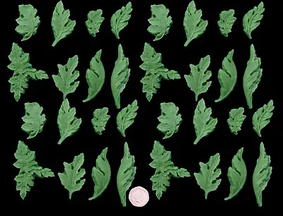 32 X Edible 3D Mixed Leaves Leaf Set 5 Cupcake Topper Decorations Weddings • £7.99