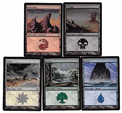 Lot FOIL : Island Plains Forest Swamp & Mountain Premium Deck Sliver English MTG • $7.95