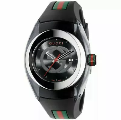 New Gucci Sync XXL 46mm YA137101 Black Rubber Band Black Dial Unisex Watch • $236